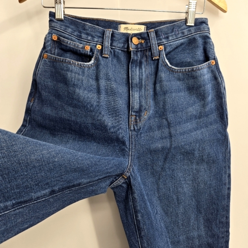 Madewell Baggy‎ Straight Jeans Cropped Raw Hem 24 X 27 - Picture 3 of 16
